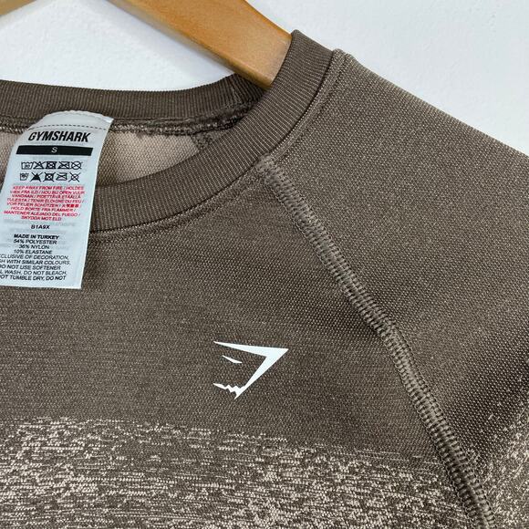 Gymshark Adapt Ombre Lifting Crop Top Long Sleeve Brown geometric Print Womens S - Picture 5 of 16